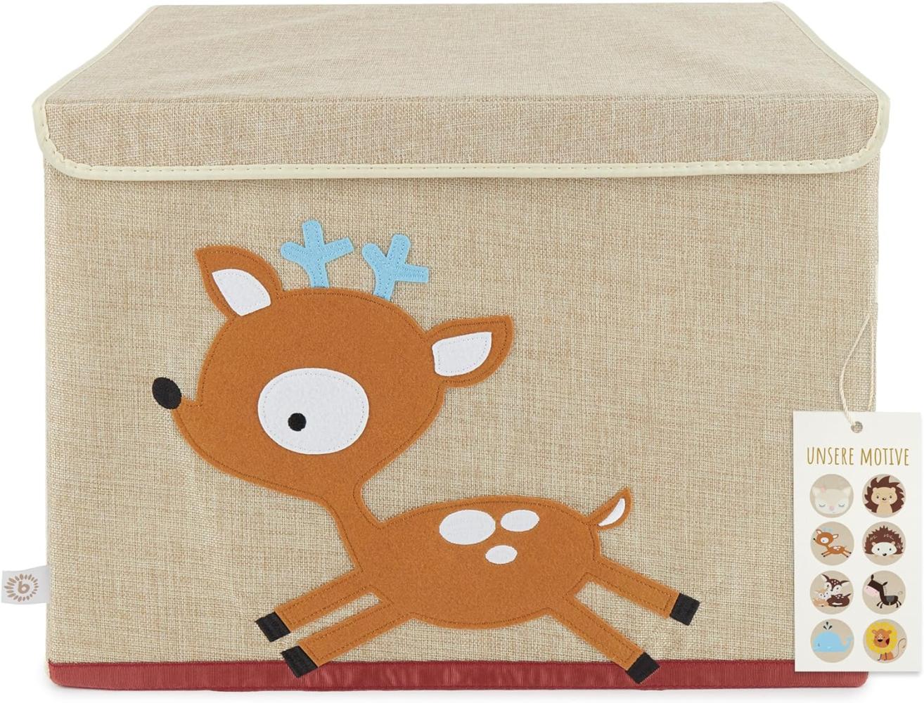 Grosse Spielzeugbox fürs Kinderzimmer, Reh, natur, 36 x 36 x 51 cm, von Bieco Bild 1