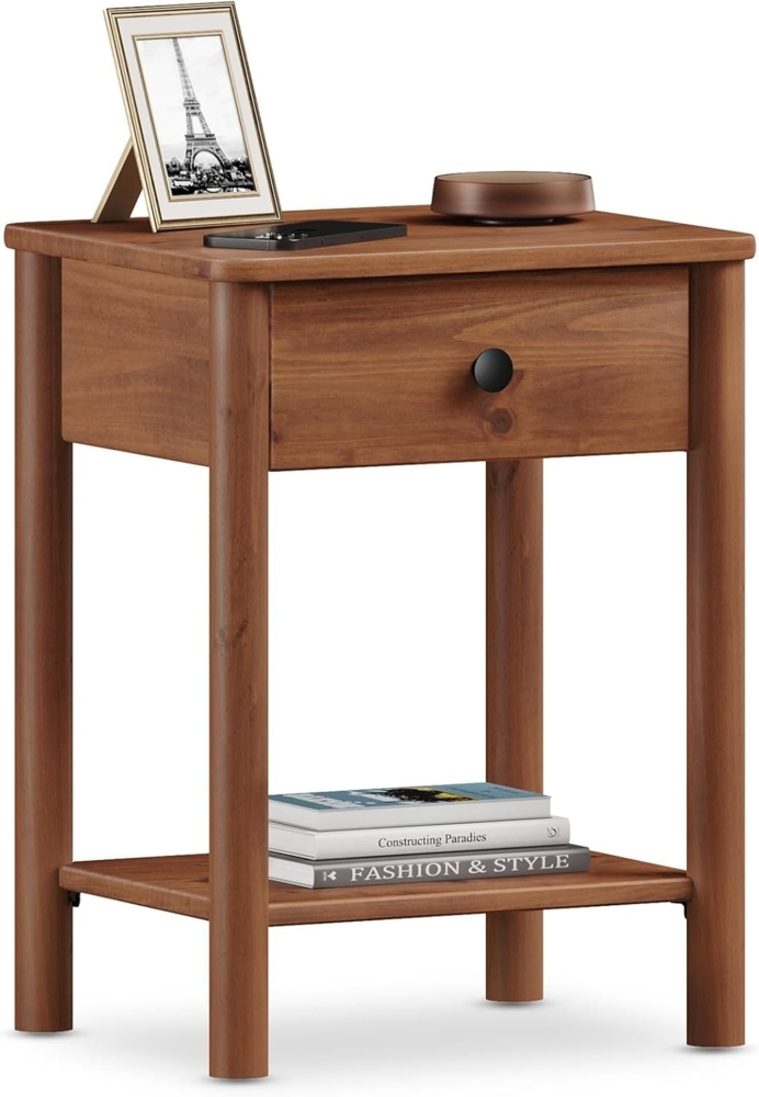 IDIMEX Nachtkommode APOANA, Nachttisch Nachtschrank modern Holz Kastanienfarben Nachtkommode skand Bild 1