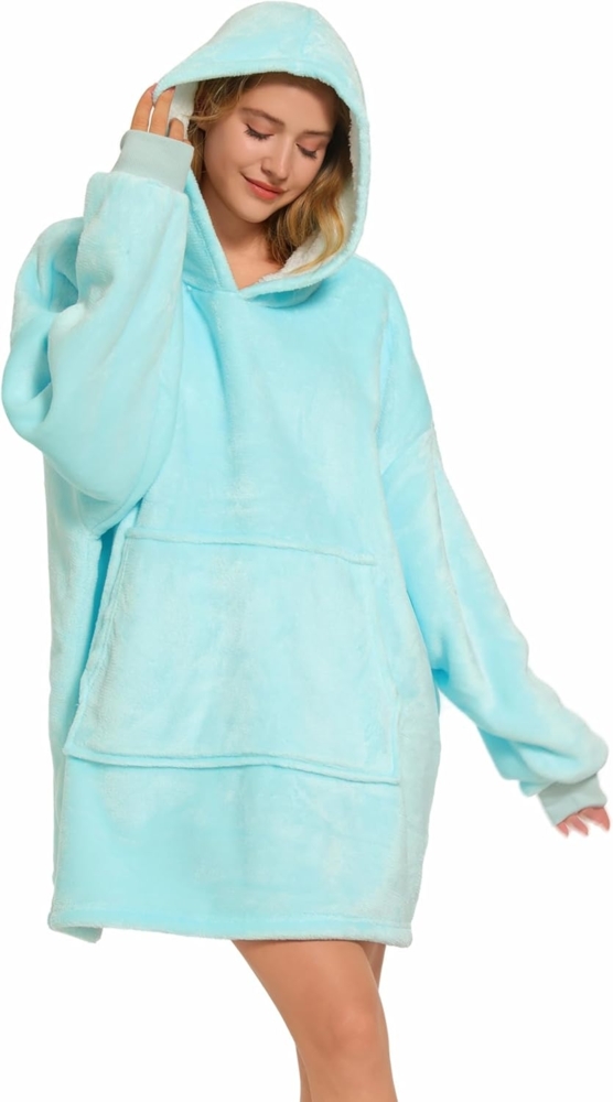 Deckenpullover Pullover Decke Kuscheldecke Oversize Unisex Hellblau Bild 1