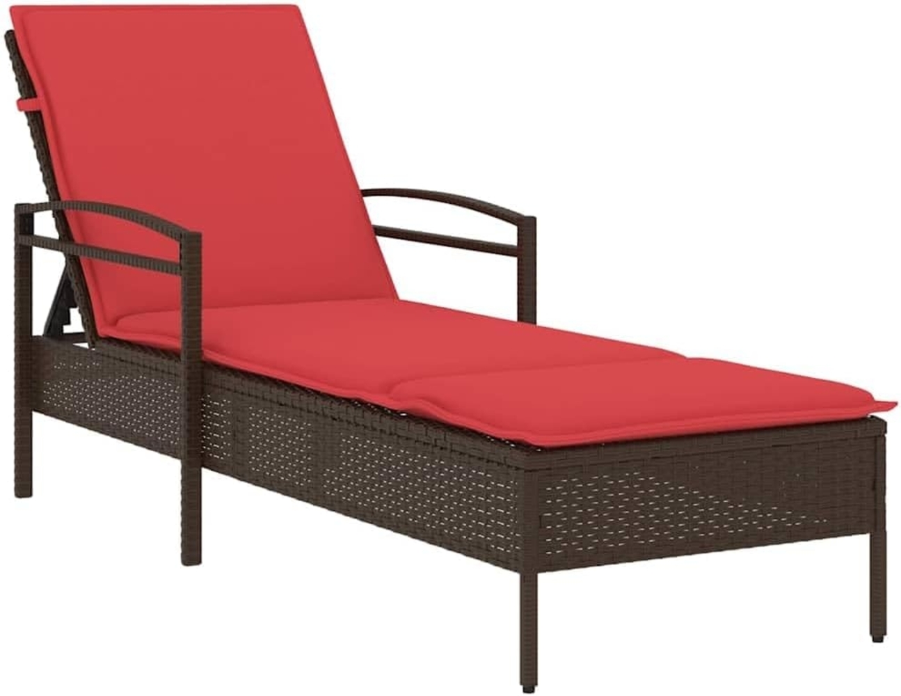 vidaXL Sonnenliege mit Kissen Braun 63x200x81 cm Poly Rattan 368306 Bild 1