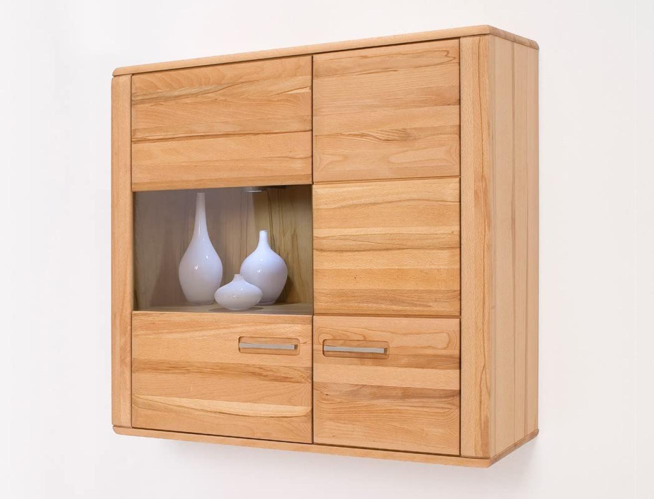 Hängeschrank Senta 12 Kernbuche teilmassiv 107x98x38cm Hängevitrine mit Beleuchtung Bild 1