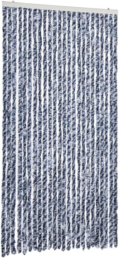 vidaXL Fliegenvorhang Blau und Weiß 100x230 cm Chenille 377372 Bild 1