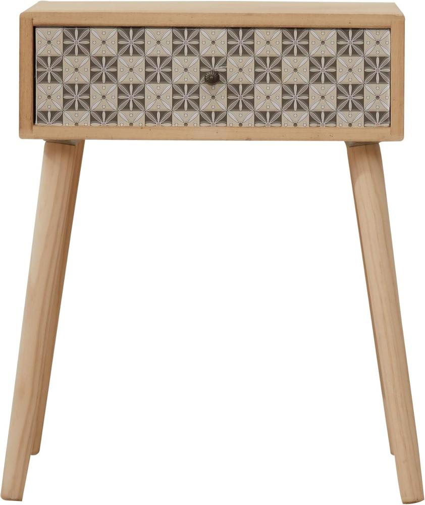 Rebecca Mobili Beistellkommode mit 1 Schublade, Couchtisch im modernen Stil, Holz, Hellbraun grau, Wohnzimmer Schalfzimmer – Maße: 57 x 45 x 30 cm (HxLxB) – Art. RE6117 Bild 1