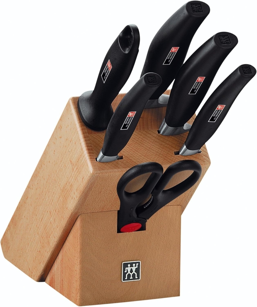 Zwilling Messerblock ***** FIVE STAR (7tlg), Messerblock mit 4 Messern + 1 Schere + 1 Wetzstahl, Buche, natur Bild 1
