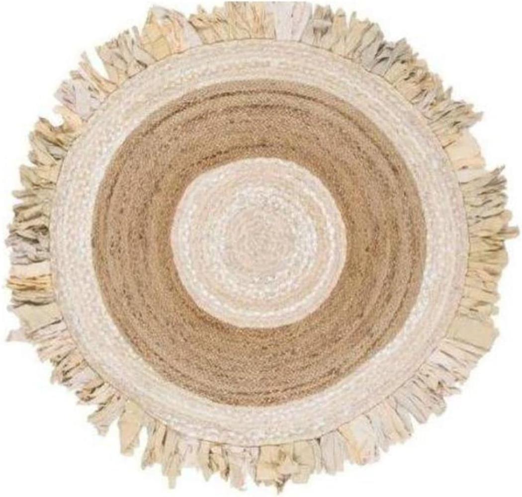 Teppich DKD Home Decor 140 x 140 x 1 cm natürlich Beige Braun Polyester Baumwolle Tropical Jute Randbereich Bild 1