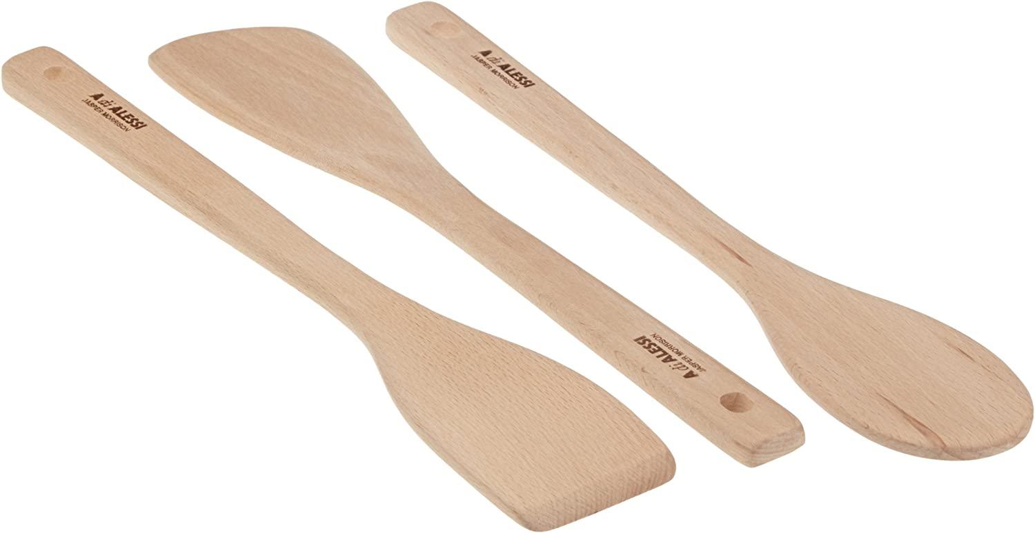 Alessi POTS and PANS Set bestehend aus Gießlöffel, Risottolöffel, Pfannenwender aus Holz Bild 1