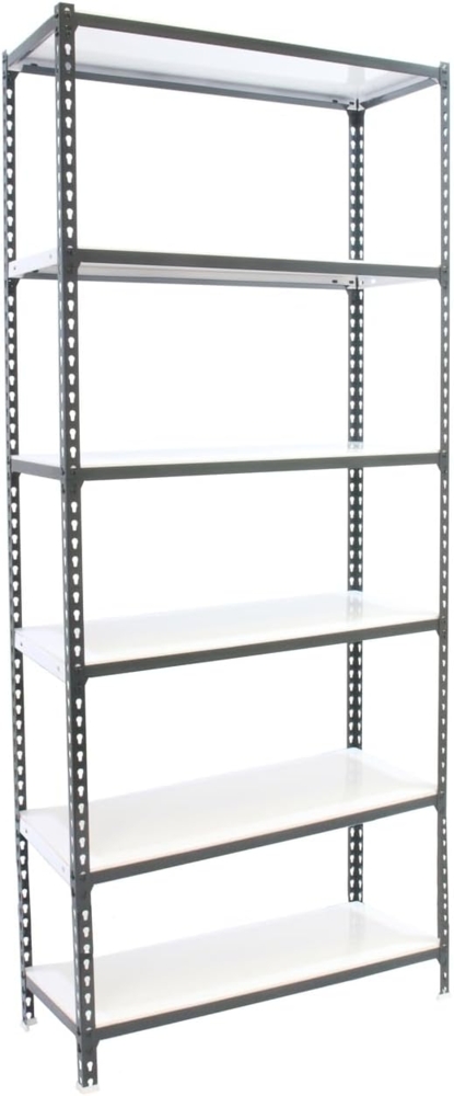Simon Rack Schwerlastregal, 2500 x 800 x 500 mm, Bis 180 kg Belastbar, 6 Verstellbare Ablagen, Kellerregal, Lagerregal, Anthrazit/Weiss - Simonclick Bild 1