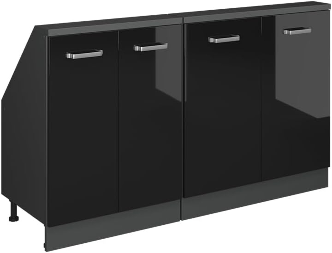 Küchenschrank für Dachschrägen R-Line Schwarz Hochglanz 140 cm 2er Set Vicco Bild 1