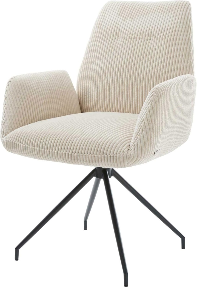 Esszimmerstuhl Zoa-Flex Cord Beige Kreuzgestell konisch Schwarz Taschenfederkern Bild 1
