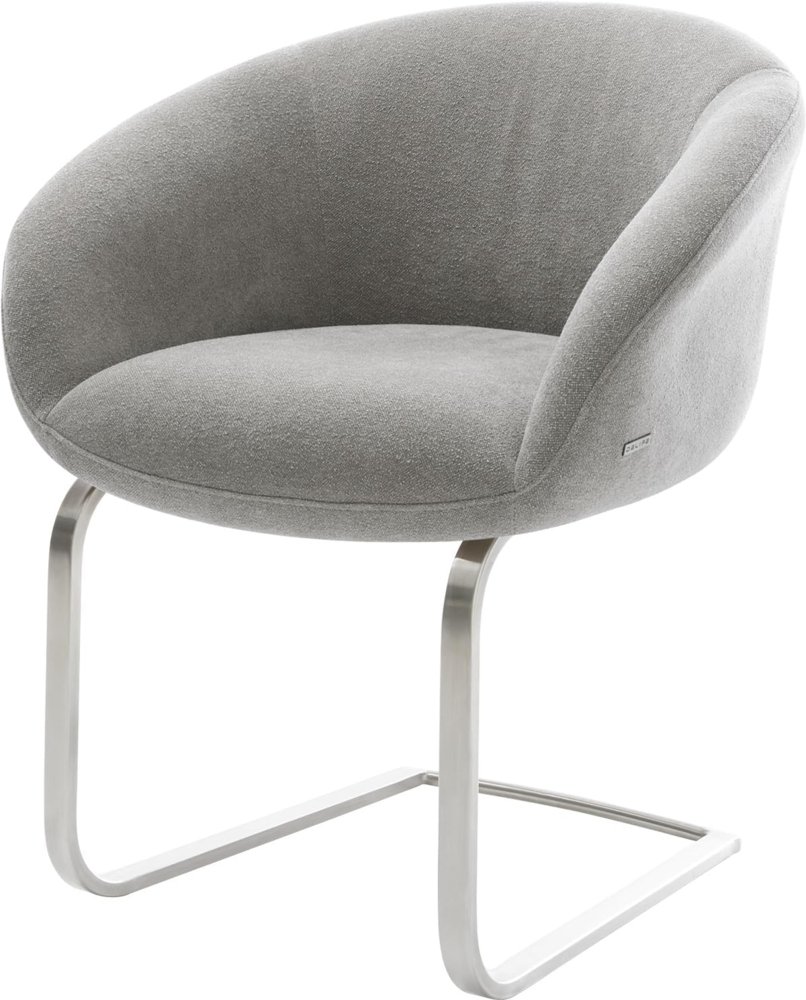 Freischwinger Vinka-Flex mit Armlehnen Strukturstoff Soft Grau Freischwinger flach Edelstahl Taschenfederkern Bild 1