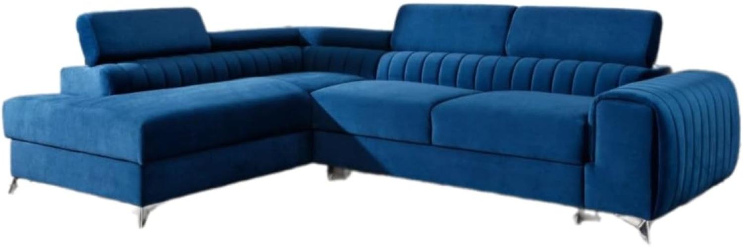 Designer Sofa Tirenni mit Schlaf- und Klappfunktion Blau Links Bild 1