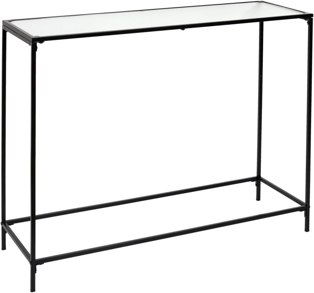 HOME DECO FACTORY HD7194 Konsolentisch, Textur, für Eingangsbereich, Flur, Metall Hartglas, Schwarz-Glas, 100 x 77 x 35 cm Bild 1