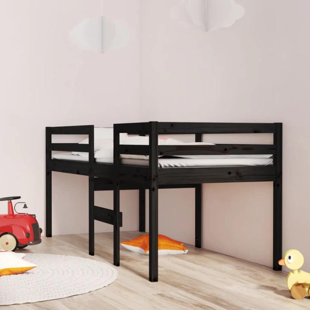 Hochbett Schwarz 90x190 cm Massivholz Kiefer Bild 1