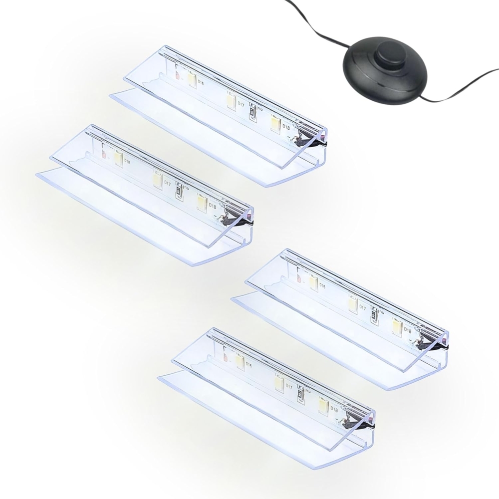 kalb LED Glaskantenbeleuchtung LED Glaskantenbeleuchtung Clip Set 3000K/5000K Transparent Plug & Play, 4er Set kaltweiß Bild 1