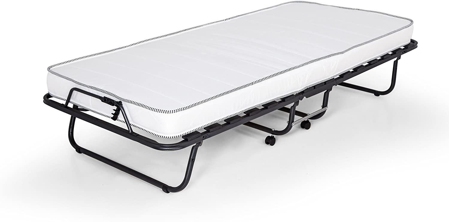 Gästebett Celine klappbar 90x200 cm mit stabilem Metall-Rahmen Klappbett Faltbett bis 100 kg incl. Matratze + Hülle, 90x200 cm Bild 1