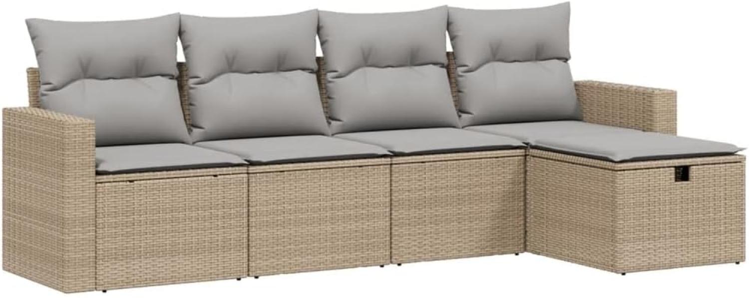 vidaXL 5-tlg. Garten-Sofagarnitur mit Kissen Beige Poly Rattan 3263465 Bild 1