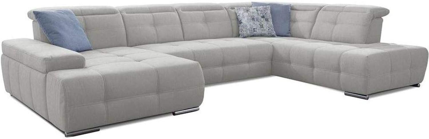 Cavadore Wohnlandschaft Mistrel mit Schlaffunktion / U-Form Bettsofa mit leichter Fleckentfernung dank Soft Clean / Geeignet für Haushalte mit Kindern, Haustieren /343 x 77 x 228 / weiß Bild 1