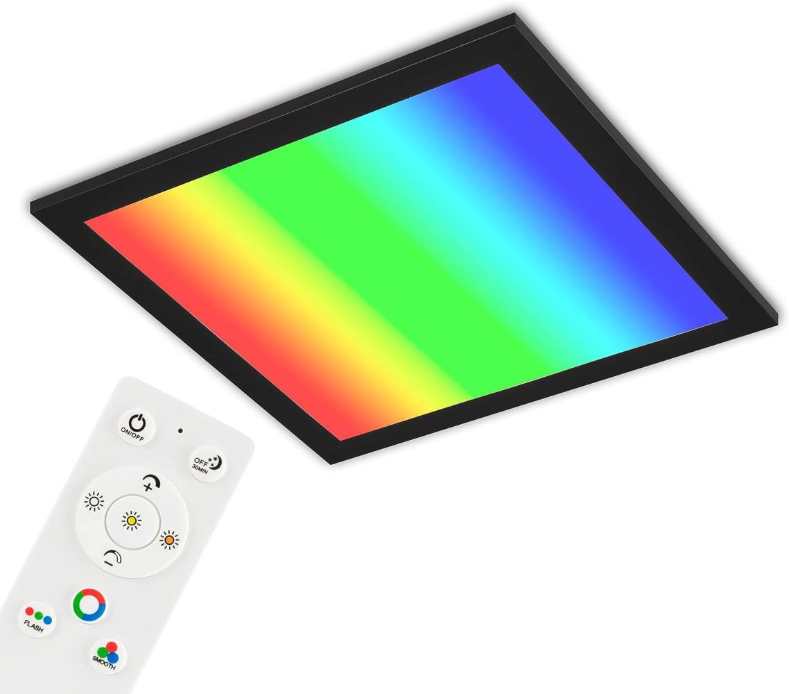 Briloner Leuchten - Ultraflache Deckenlampe RGB, Deckenleuchte CCT, LED Panel, Farbtemperatur einstellbar, Farbwechsel, Dimmbar, Fernbedienung, Schwarz, 29. 5 x 29. 5cm Bild 1