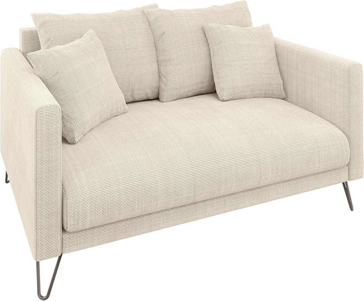 S-Style Möbel 2-Sitzer Sofa Harmony aus Chenille-Stoff mit Hohen Schwarzen Metallfüßen, mit Wellenfederung Bild 1
