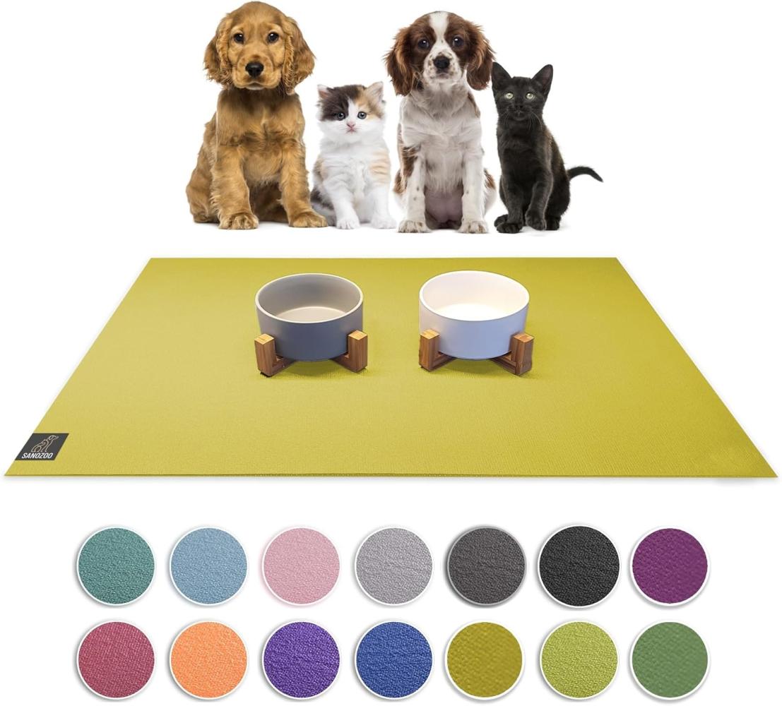 SanoZoo® - Napfunterlage, Öko-TEX - Made in Germany - rutschfeste Futtermatte für Hunde & Katzen, 40 x 60 cm Mangogelb Bild 1