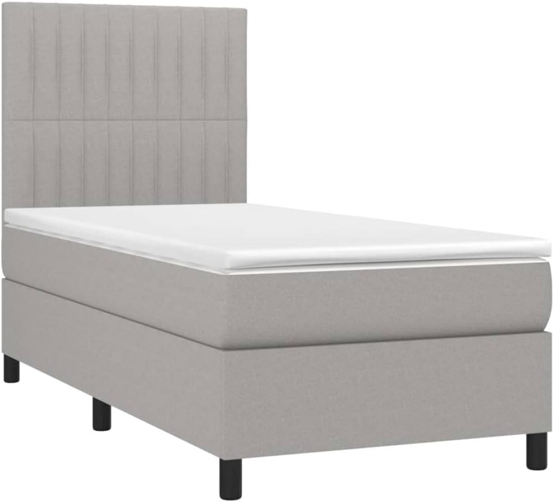 vidaXL Boxspringbett mit Matratze & LED Hellgrau 80x200 cm Stoff 3134989 Bild 1