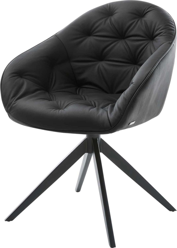Drehstuhl Gaio-Flex Echt-Leder Schwarz Kreuzgestell breit Schwarz 360° drehbar Wippfunktion Bild 1