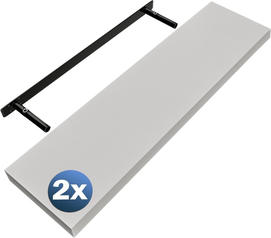 Casaria Wandregal mit Halterung, 2 Stück, MDF, Weiß / Matt, 90 x 23 x 3,8cm Bild 1