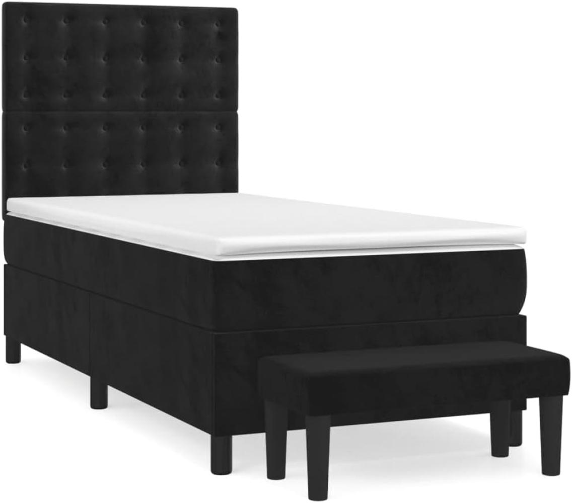 vidaXL Boxspringbett mit Matratze Schwarz 90x200 cm Samt 3138063 Bild 1