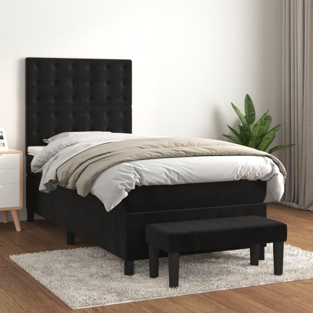 vidaXL Boxspringbett mit Matratze Schwarz 90x200 cm Samt 3138063 Bild 1