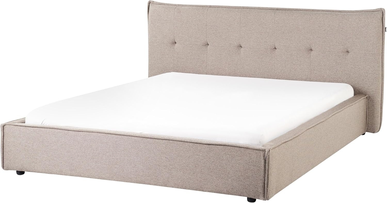 Bett mit Lattenrost Stoff LESTRE 160 x 200 cm Taupe Bild 1