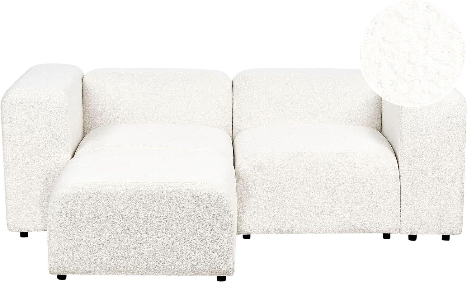 2-Sitzer Sofa Bouclé cremeweiß mit Ottomane FALSTERBO Bild 1