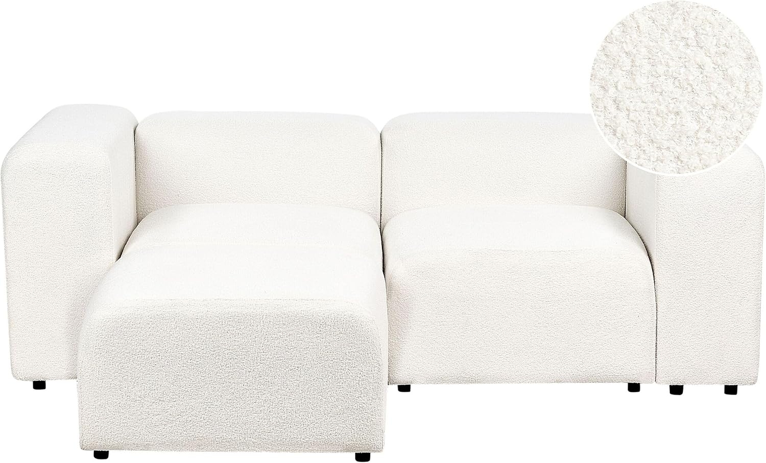 2-Sitzer Sofa Bouclé cremeweiß mit Ottomane FALSTERBO Bild 1