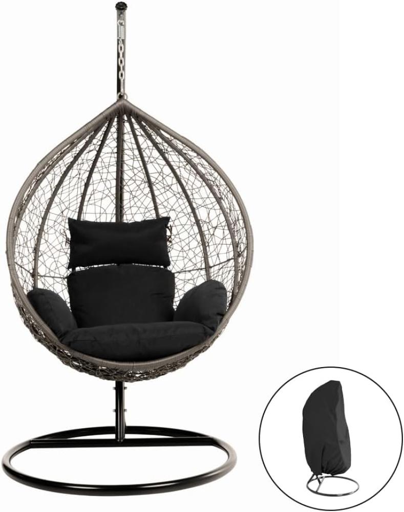 HOME DELUXE Polyrattan Hängesessel mit Regenabdeckung CIELO - Schwarz Bild 1