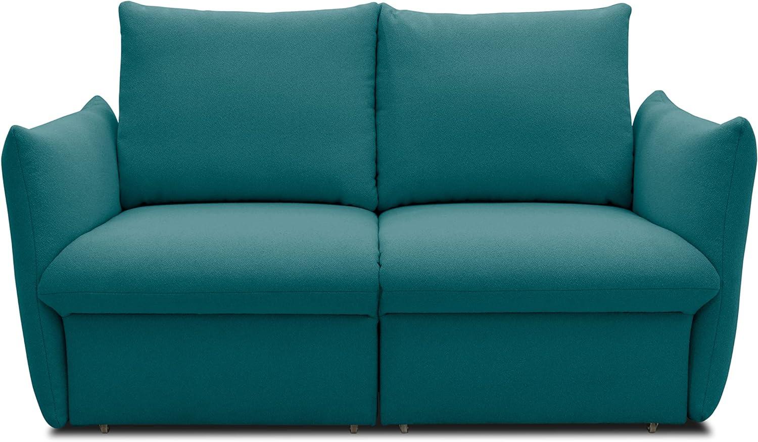 DOMO Collection Cloud Box, 2 Sitzer mit Schlaffunktion und Boxspringfederung, Sofa mit Bettauszug, Schlafsofa, 180 x 97 x 100 cm, Boxspringsofa in türkis Bild 1