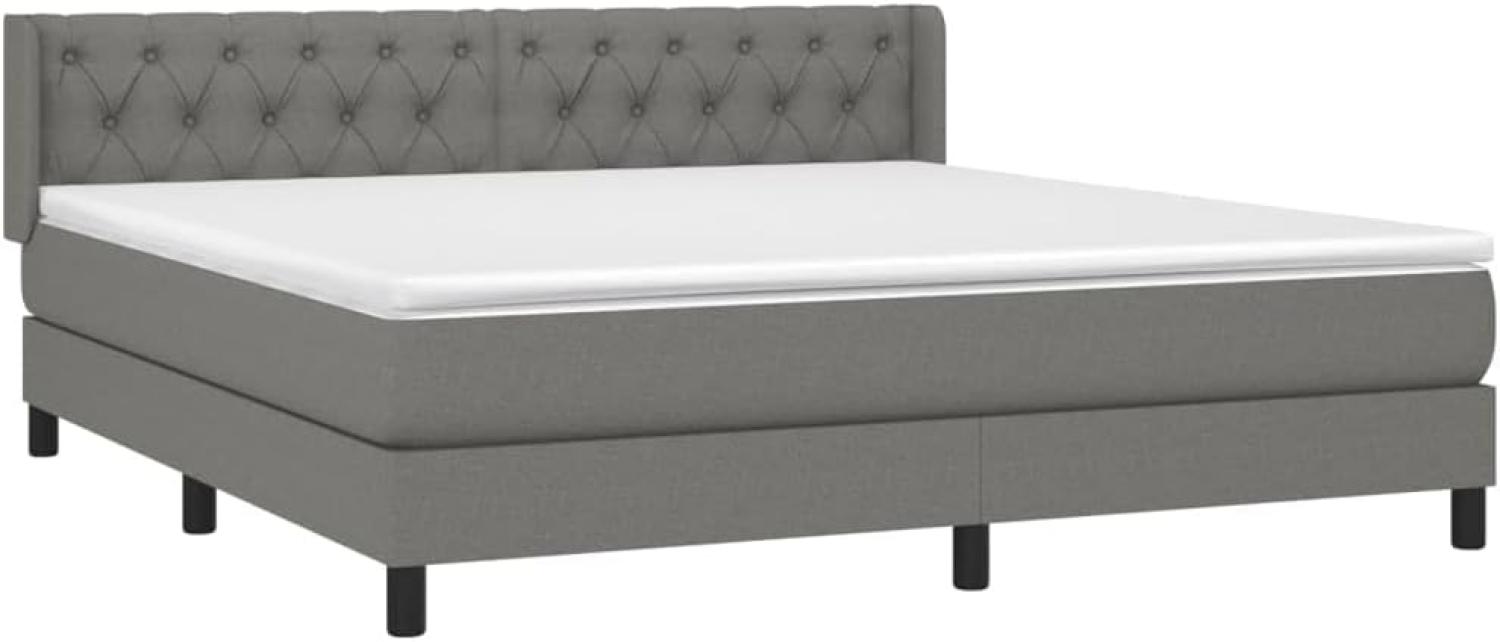 vidaXL Boxspringbett mit Matratze Dunkelgrau 160x200 cm Stoff, Härtegrad: H2 [3129962] Bild 1