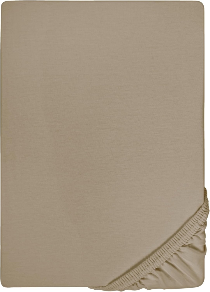 biberna Feinjersey-Spannbetttuch, 100 % Baumwolle, taupe, 1x 140x200 cm - 160x200 cm Bild 1