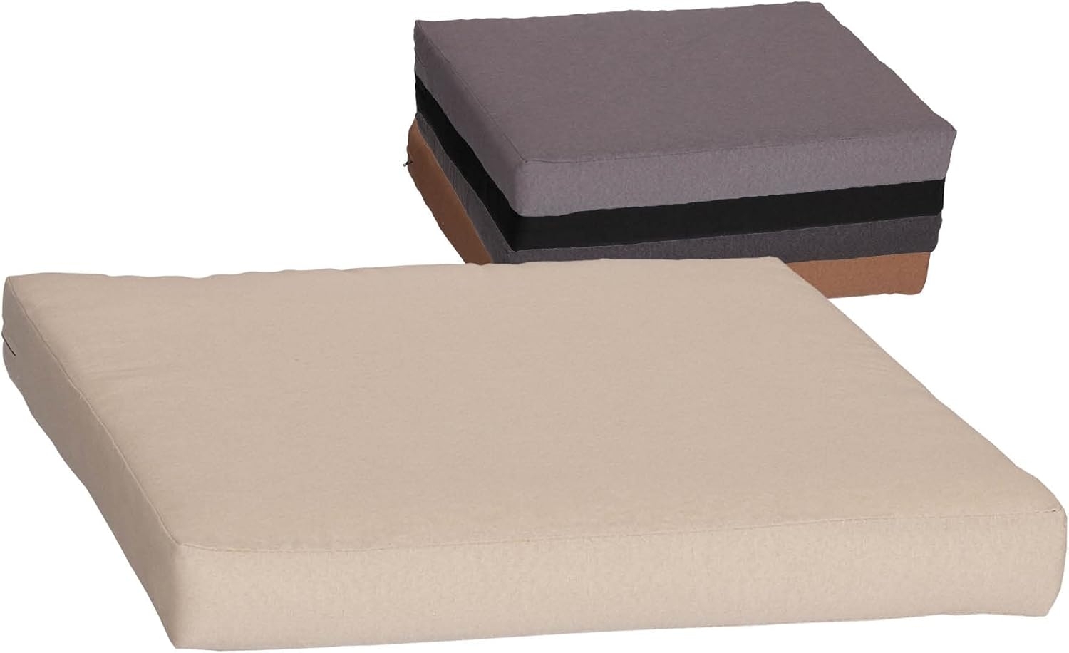beo Sitzkissen für Lounge- und Paletten-Möbel | Beige | Gr. 60x60 cm, 9 cm dick | Glatte Optik | Wasser- und Fleckabweisend | mit Reißverschluss | Öko-Tex-Standard Bild 1