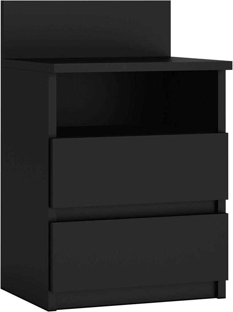 Oggi Lugo Nachttisch Schrank mit Zwei Schubladen Und Einer Ablage 40x32x59cm Minimalistisch Modern aus 16mm Schichtstoffplatte Design Wohnzimmer Schlafzimmer Flur Schwarz Bild 1