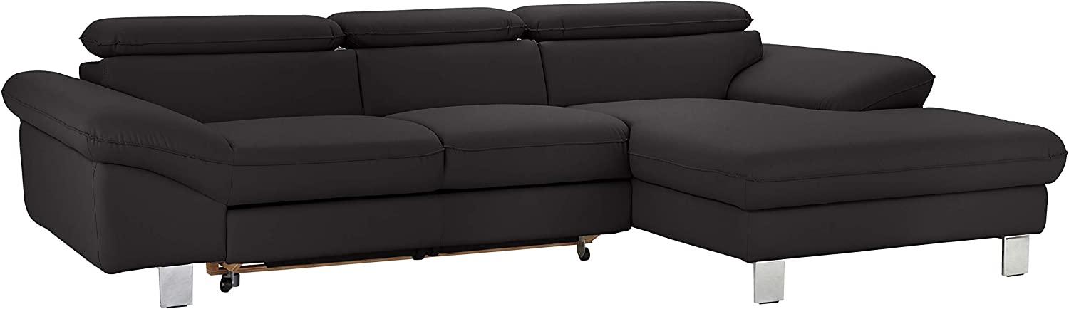 Mivano Ecksofa Driver mit Recamiere rechts, Ledercouch mit Bettfunktion und Bettkasten / Inkl. verstellbare Kopfstützen, 268 x 73 x 169, Kunstleder, Schwarz Bild 1