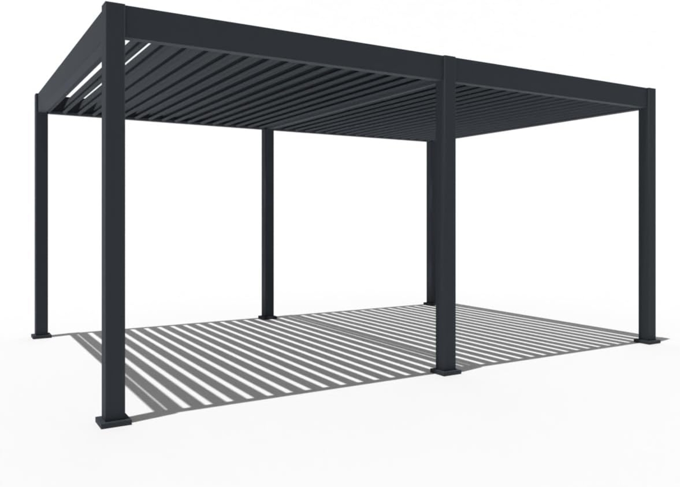 Weide E-Deluxe | elektrische Pergola mit LED | Voll Aluminium | 3,6 x 5,3 M | motorisiertes Lamellendach anthrazit Bild 1