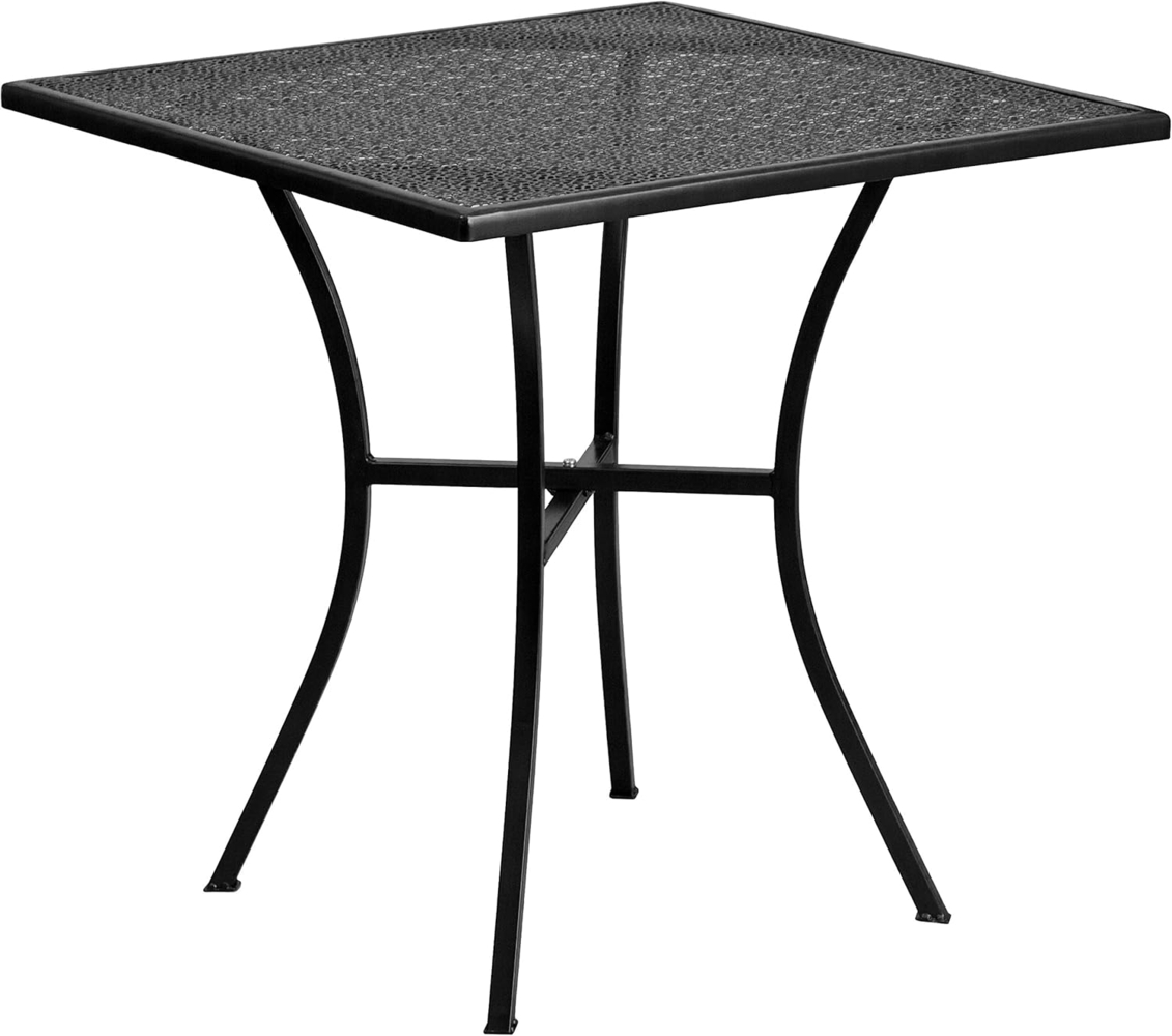 Flash Furniture Terrassentisch aus Stahl, m², Edelstahl, Schwarz, 28" Square Bild 1