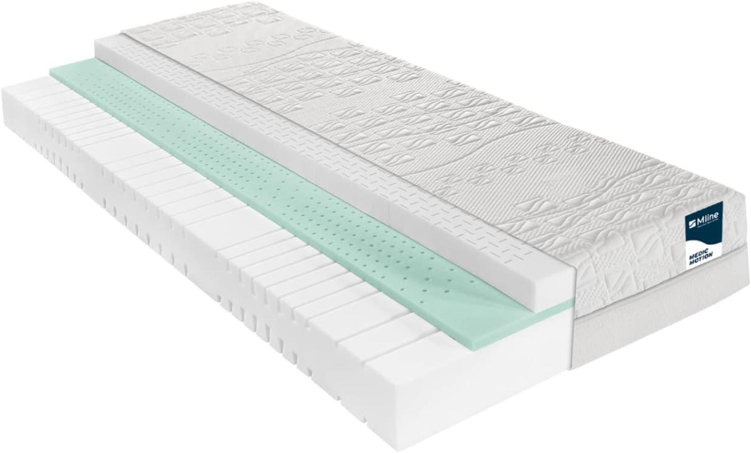 M line | Medic Motion | Kaltschaummatratze 90x200 cm - Ergonomische Matratze - 7 Komfortzonen - Visco-elastischer Schaum - Gegen Nacken- und Rückenschmerzen - Gute Belüftung Bild 1