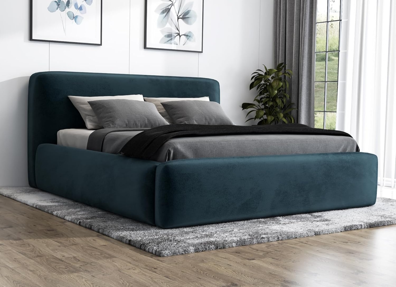 Polsterbett LUMO 120x200 mit Matratze, Bettkasten und Lattenrost. Farbe: Azur 12 Bild 1