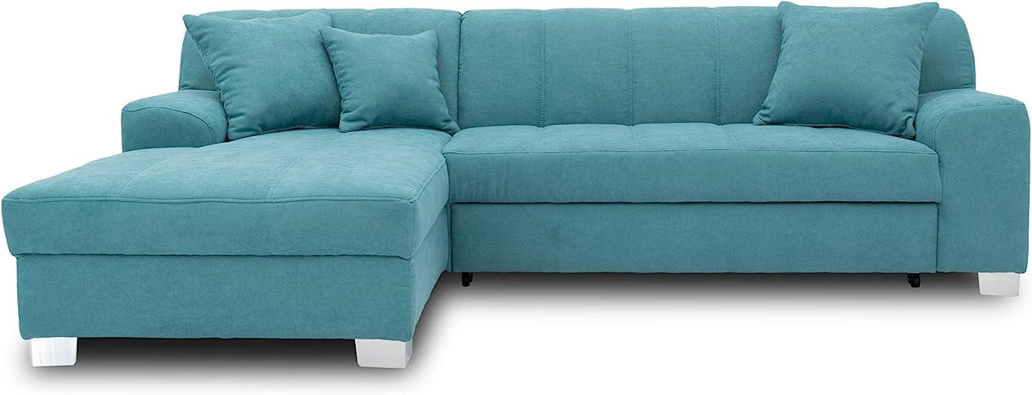 DOMO. collection Capri Ecksofa | Eckcouch in L-Form mit Schlaffunktion, Polsterecke Schlafsofa, türkis, 239x152x75 cm Bild 1