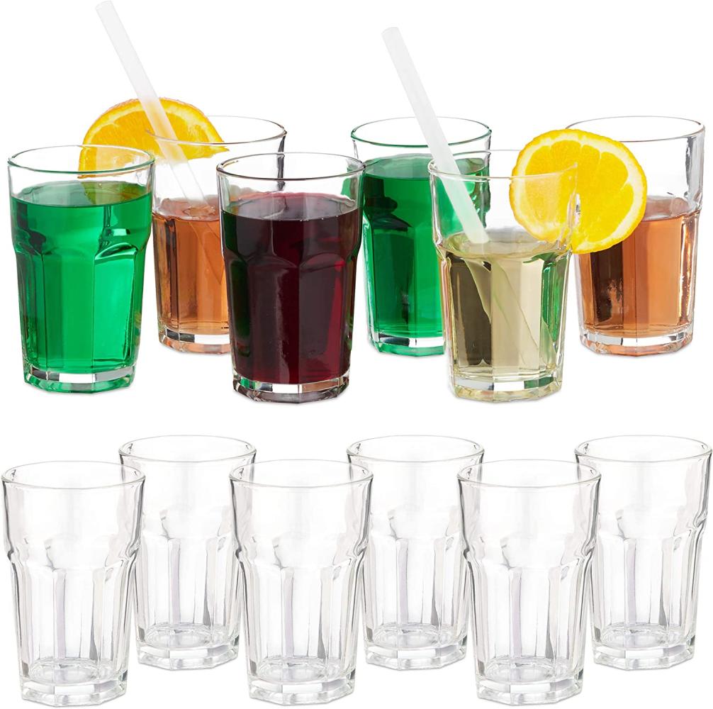 12 x Trinkglas im Set, 300ml, Gastro, feines Kristallglas, Gläserset für Haushalt, Trinkgläser spülmaschinenfest, klar Bild 1