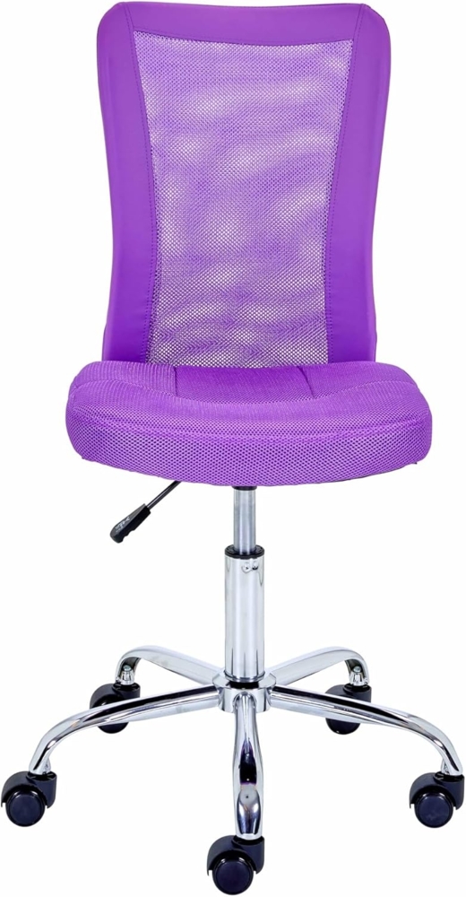 Inter Link - Kinderschreibtischstuhl - Ergonomischer Drehsessel - Höhenverstellbar - Verchromter Metallfuß- Atmungsaktiver Mesh-Gewebebezug - 360° drehbar - Purple - Bonnie Bild 1