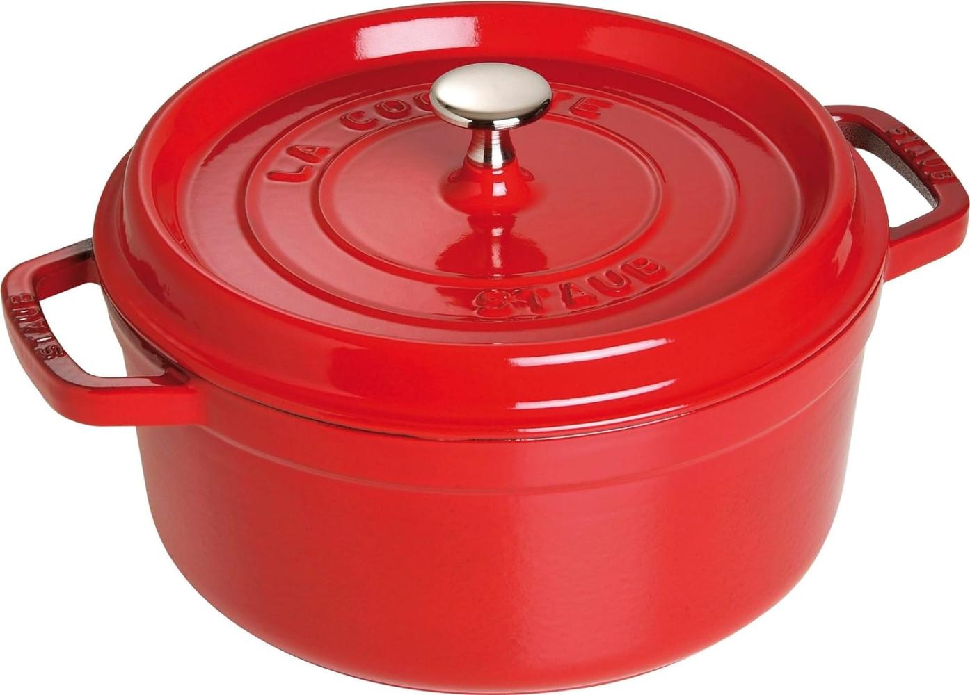 Staub La Cocotte 24cm rund, Kirsch-rot, Gusseisen Auflaufformen + Bräter Bild 1