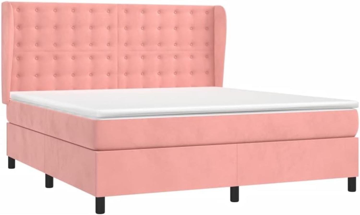 vidaXL Boxspringbett mit Matratze Rosa 180x200 cm Samt 3129470 Bild 1