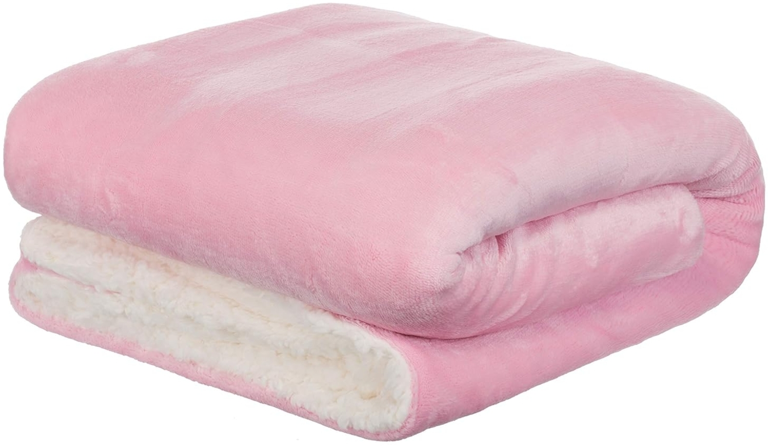 Brandsseller Baby Flanell-Kuscheldecke mit Sherpa-Rückseite 2-farbig 100x150 cm - Farbe: Rosa/Weiß Bild 1