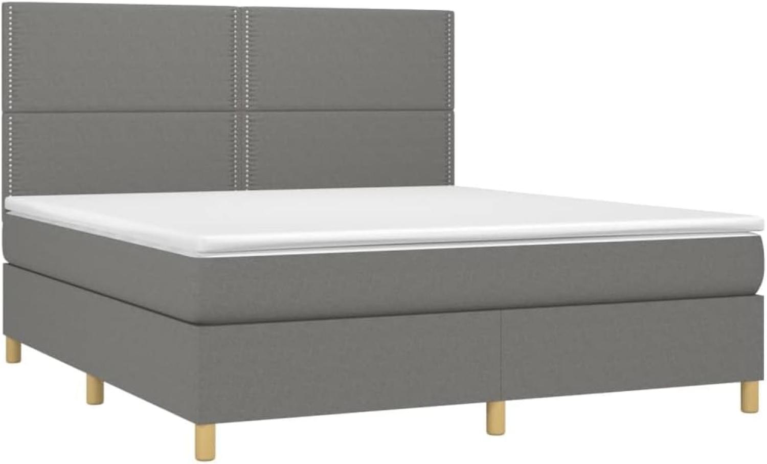 vidaXL Polsterbett mit Matratze Dunkelgrau 180x200 cm Stoff Bild 1